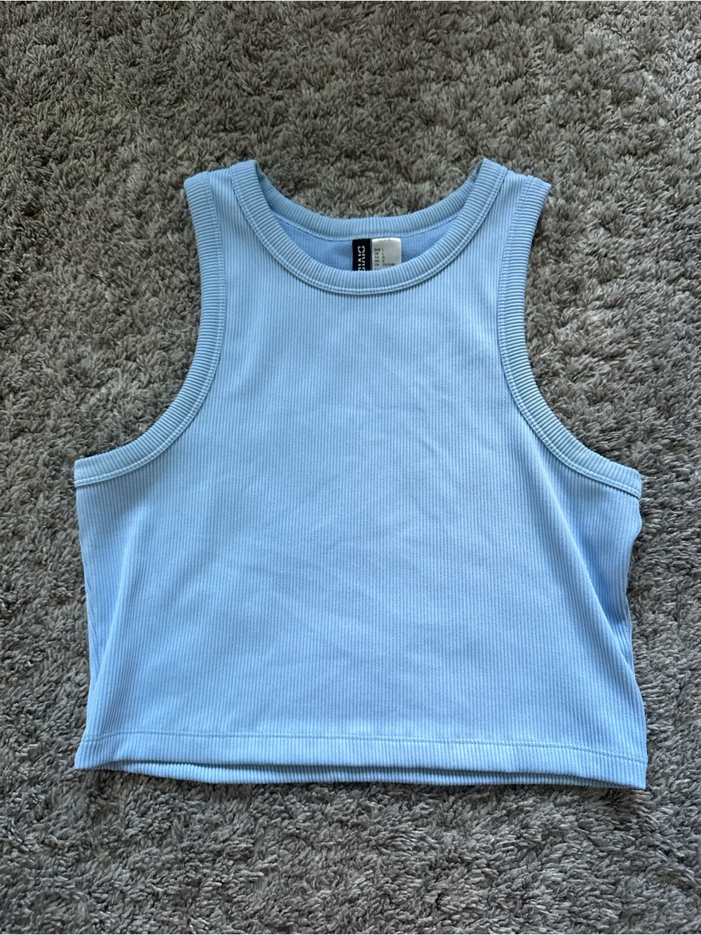 H&M Sky Blue Ribbed Crop Tank